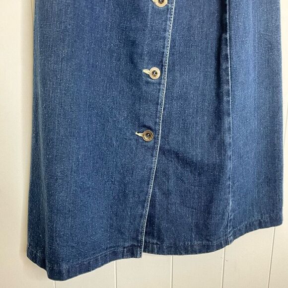 Wrangler Juniors Size 11 Button Front Denim Jean Midi Skirt Blue Dark Wash - Picture 4 of 11